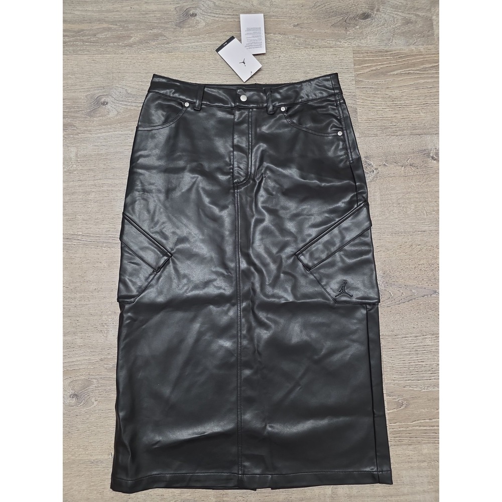 Jordan Faux Leather Cargo Skirt Womens Black Like New Midi Utility  Size M